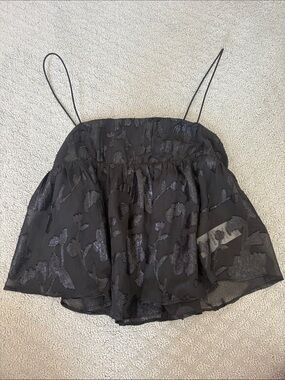 Urban Outfitters Black Sheer Floral Spaghetti Strap Camisole